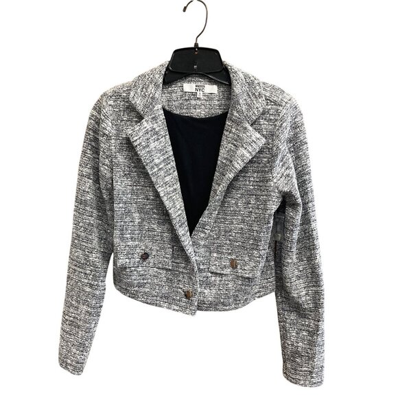 Madden NYC Womens Tweed Cropped Blazer Jacket Size S - Picture 2 of 13